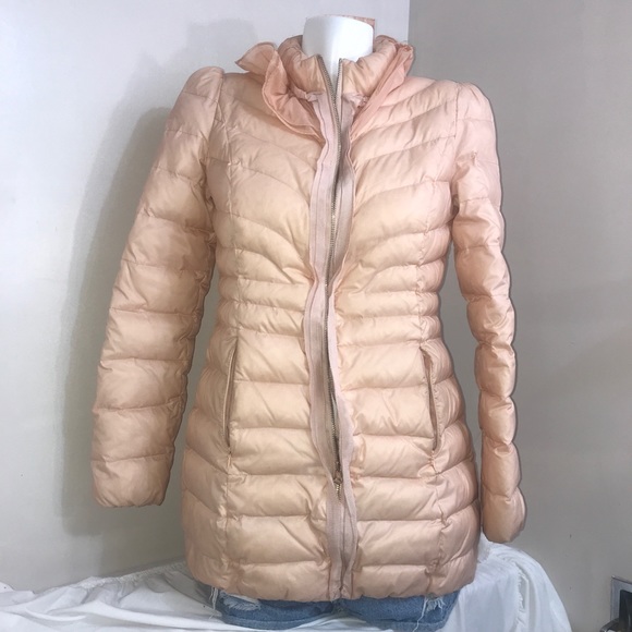 Baby Peach Pink Bubble Long Ruffled Winter Jacket - Picture 6 of 16
